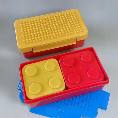 Kids 3-Piece DIY Pixel Art Lunch Box Set | 750ml Lunch Box + 2 x 165ml Snack Boxes | Building Block Bento Lunch Box for School