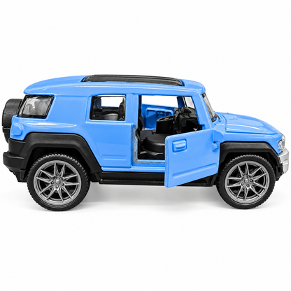 Road Burners Metal Racers 1:39 Scale Die-Cast SUV Toy Car – Blue Off-Road Model with Pull-Back Action, Openable Doors & Metal Body for Kids Ages 3+