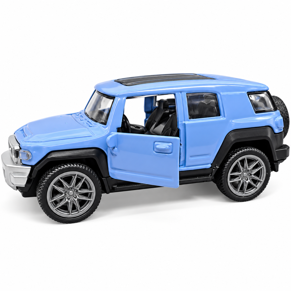 Road Burners Metal Racers 1:39 Scale Die-Cast SUV Toy Car – Blue Off-Road Model with Pull-Back Action, Openable Doors & Metal Body for Kids Ages 3+