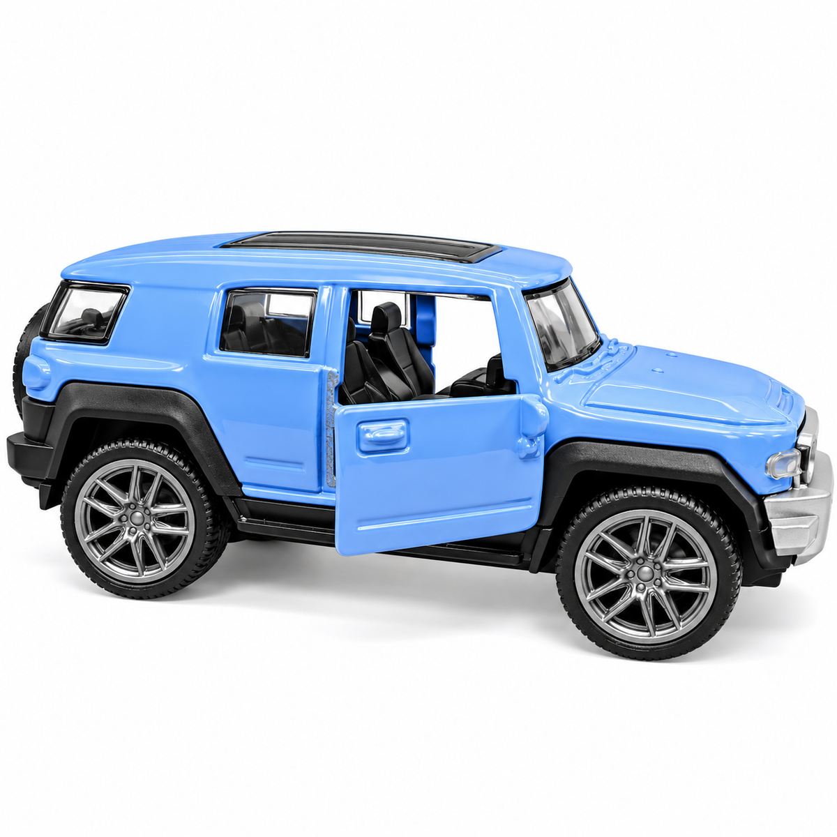Road Burners Metal Racers 1:39 Scale Die-Cast SUV Toy Car – Blue Off-Road Model with Pull-Back Action, Openable Doors & Metal Body for Kids Ages 3+