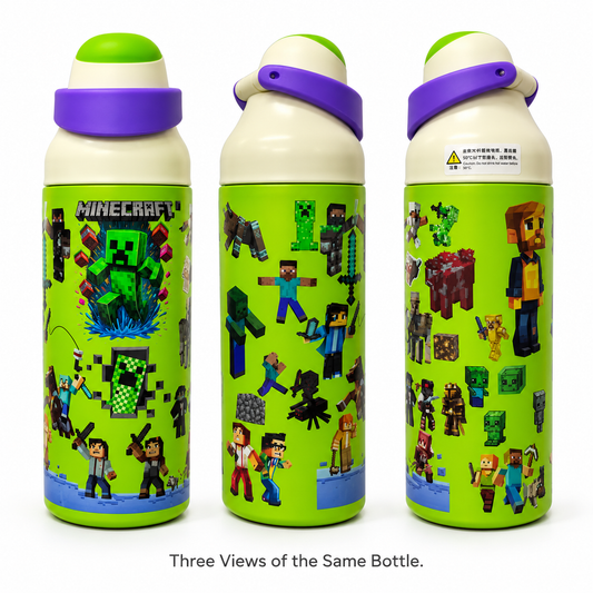 Minecraft Creeper 710ml Insulated Water Bottle with Straw & Carry Loop