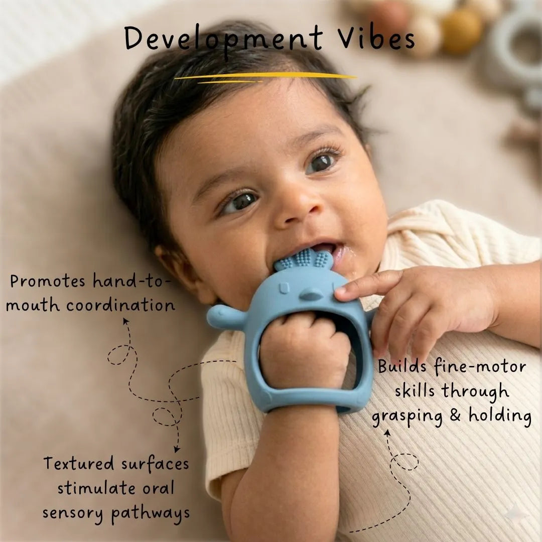 LiLLBUD Long-Hold Handle Teether Blue