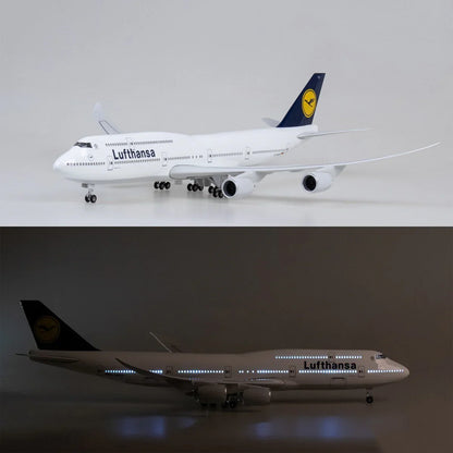Lufthanssa Airlines Boeing 747-8 Aircraft LED Light - Airplane 1:160 Plane Decoration & Gift - 46 cm - Jaiman Toys