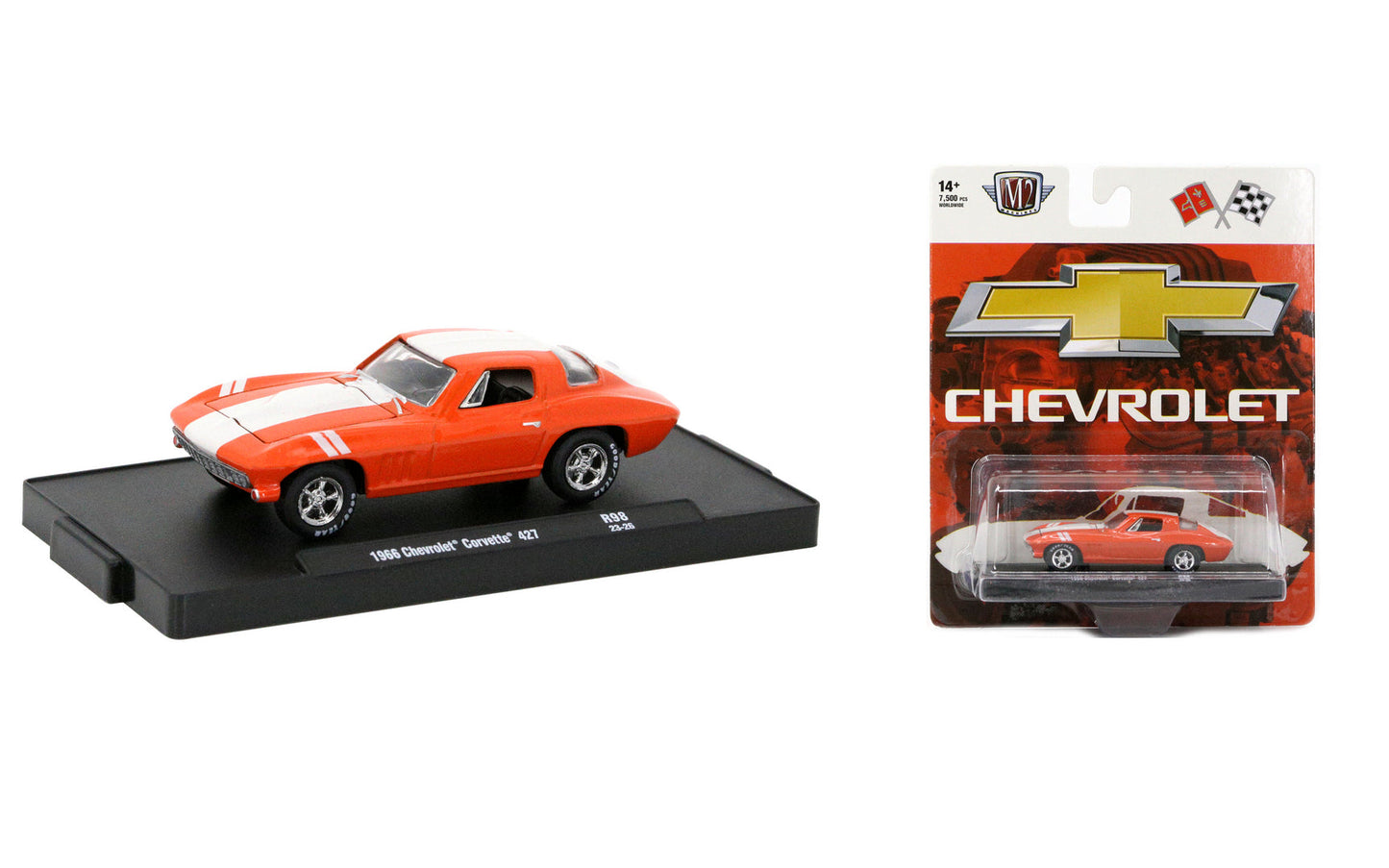 M2 Machines 1:64 1966 Chevrolet Corvette 427 R98 Die-Cast Scale Model Car | Collectible Classic American Sports Car