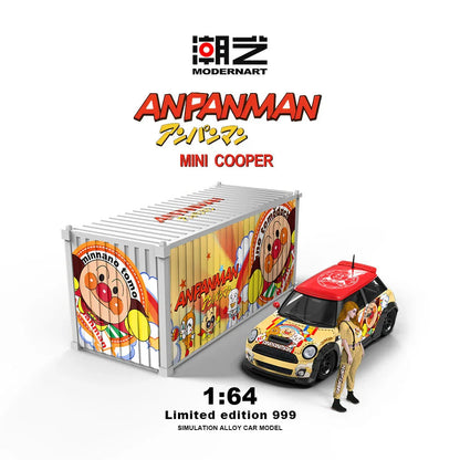 ModernArt 1:64 Mini Cooper ANPANMAN Livery Limited Edition Diecast Model Car with Figure & Display Container