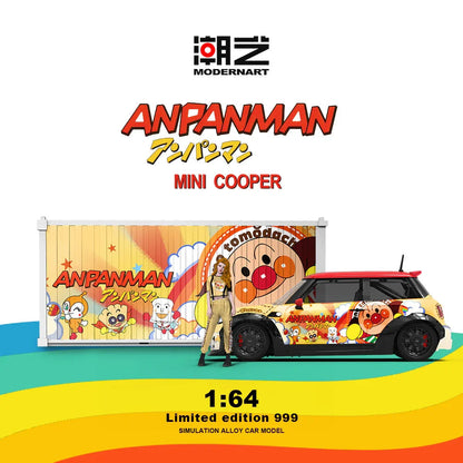 ModernArt 1:64 Mini Cooper ANPANMAN Livery Limited Edition Diecast Model Car with Figure & Display Container