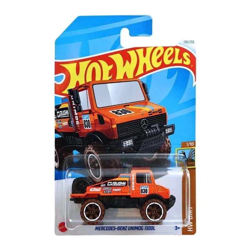 Hot Wheels 2025 5-Car Die-Cast Set 1:64 – Maserati Shamal, Nissan Leaf Nismo RC_02, ’89 Mercedes-Benz 560 SEC AMG, GT Hunter & Unimog 1300L