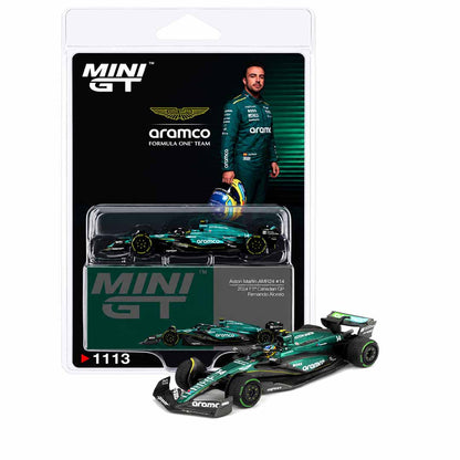 MINI GT 1:64 (Blister Pack) Aston Martin AMR24 #14 Fernando Alonso 2024 Canadian GP Formula One Die-Cast Model Car #1113
