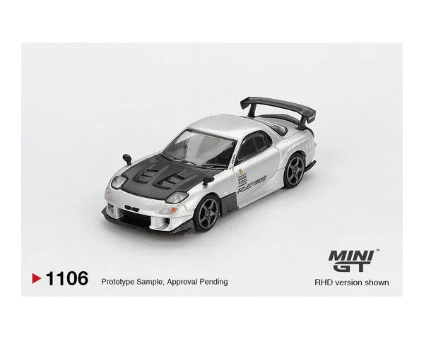 Mini GT 1:64 Mazda RX-7 RE-Amemiya Silver Metallic Diecast Model