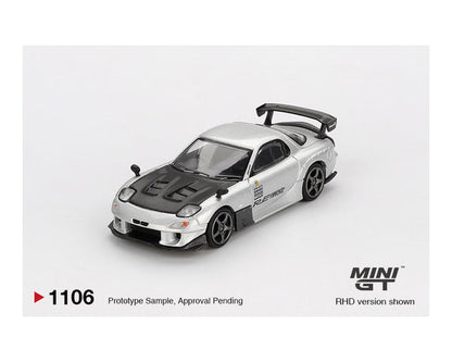 Mini GT 1:64 Mazda RX-7 RE-Amemiya Silver Metallic Diecast Model Car – MGT01106-BL