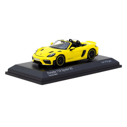 Minichamps x Tarmac Works COLLAB64 1:64 Porsche 718 Spyder RS Set – Ruby Star Neo & Yellow Diecast Model Cars (2 Variants)