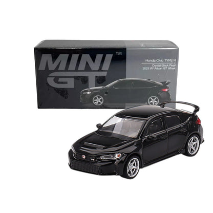 Mini GT Honda Civic TYPE R 2 - Crystal Black Pearl (2023 W)/ Advan GT Wheel Die-Cast Model Car Age 14+