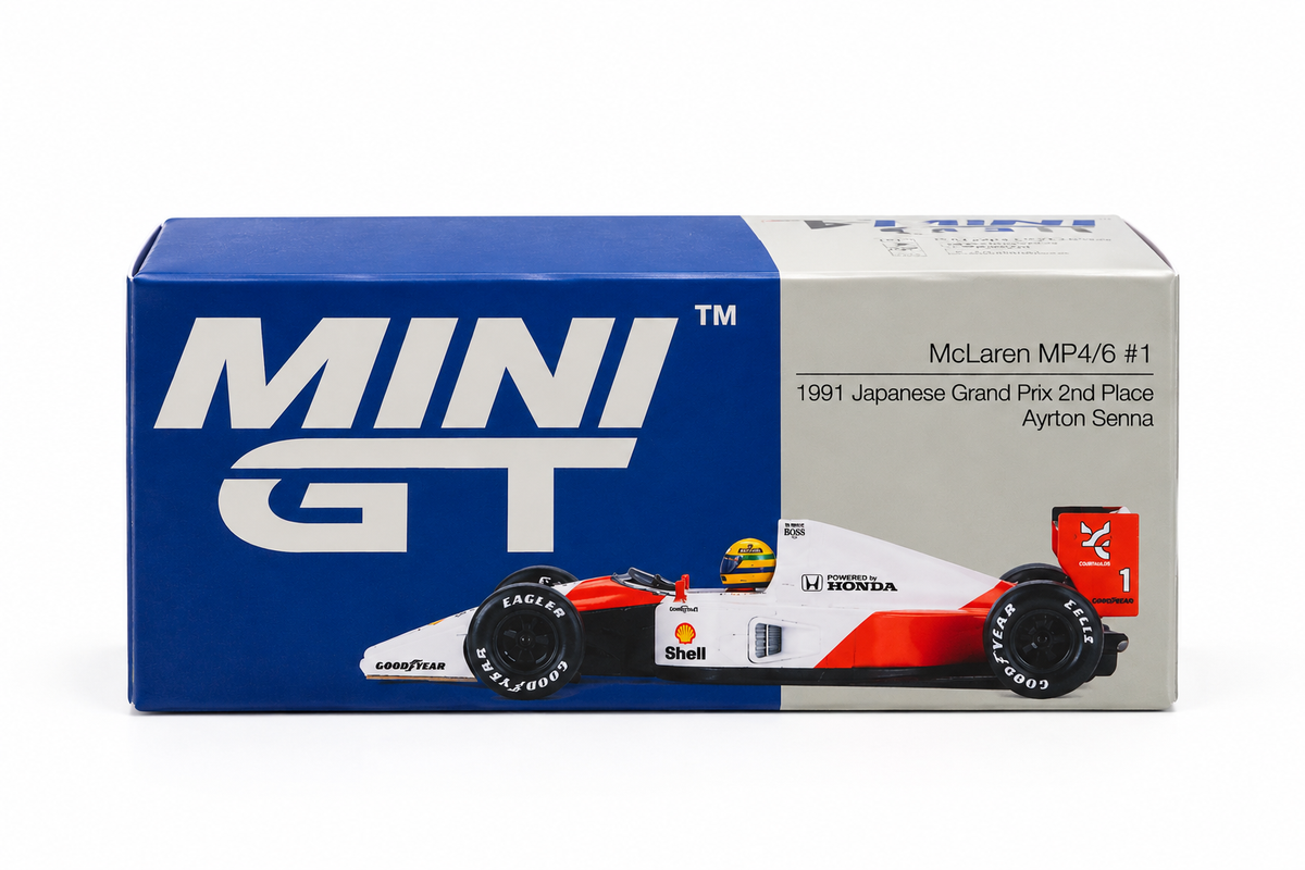 Mini GT 1:64 McLaren MP4/6 Ayrton Senna 1991 Japanese Grand Prix Diecast Scale Model Car | Collectible Model