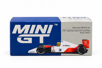 Mini GT 1:64 McLaren MP4/6 Ayrton Senna 1991 Japanese Grand Prix Diecast Scale Model Car | Collectible Model
