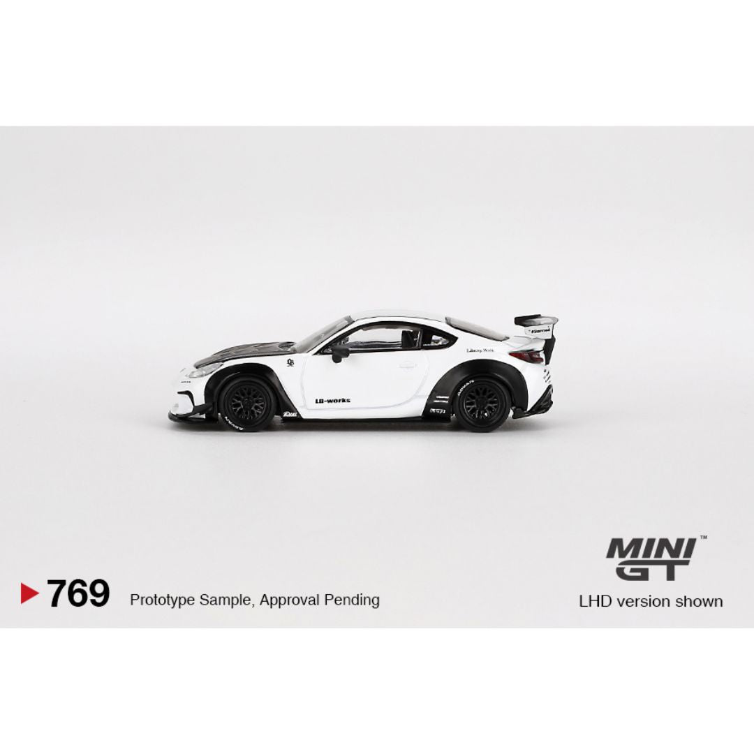 Mini GT 1:64 Toyota GR86 LB★Nation White – MiJo Exclusives Limited Edition #769 Diecast Model (Blister Pack)