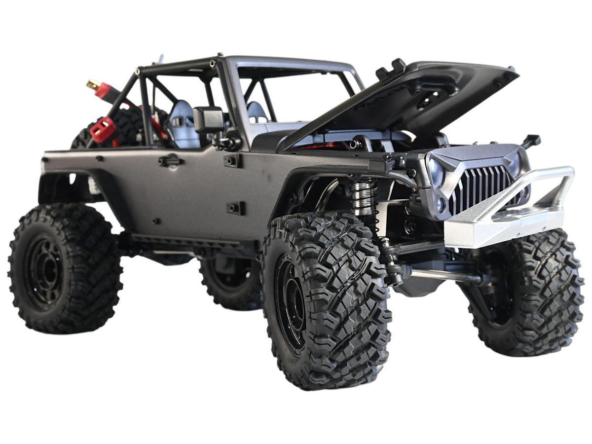 MJX Hyper Go H12Y Brushless 1:12 4WD RC Crawler Truck | LED Lights | 2.4GHz RTR Off-Road Vehicle (Grey)