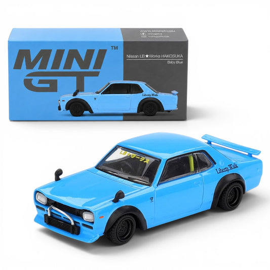 MINI GT 1:64 Nissan LB★Works Hakosuka Baby Blue | Liberty Walk | Collector Box | MGT01169 | BGX