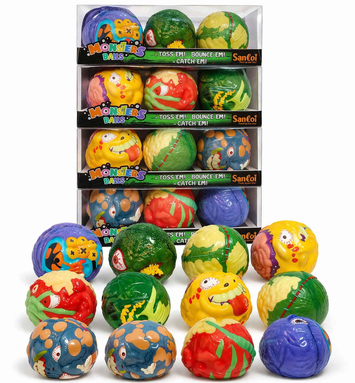 Santoi Monster Balls – Set of 3 Assorted Monster Design Balls 