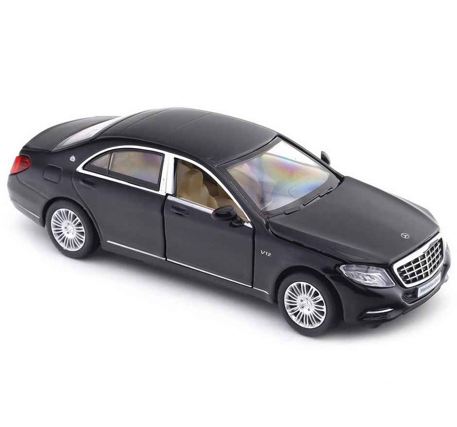 MSZ 1:32 Mercedes-Benz S600 Diecast Luxury Sedan, Black – Pull Back Model Car with Opening Bonnet for Collectors