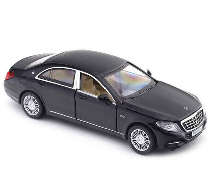 MSZ 1:32 Mercedes-Benz S600 Diecast Luxury Sedan, Black – Pull Back Model Car with Opening Bonnet for Collectors