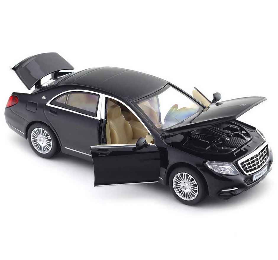 MSZ 1:32 Mercedes-Benz S600 Diecast Luxury Sedan, Black – Pull Back Model Car with Opening Bonnet for Collectors