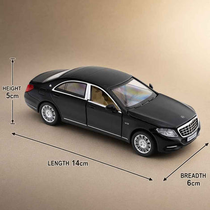 MSZ 1:32 Mercedes-Benz S600 Diecast Luxury Sedan, Black – Pull Back Model Car with Opening Bonnet for Collectors