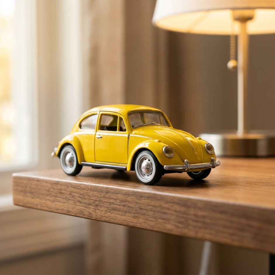 MSZ 1:38 Volkswagen Classic Beetle 1967 Yellow Die-Cast Pull-Back Car
