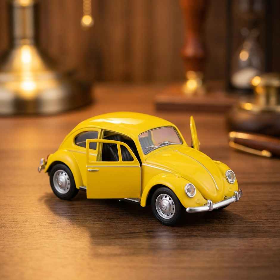 MSZ 1:38 Volkswagen Classic Beetle 1967 Yellow Die-Cast Pull-Back Car
