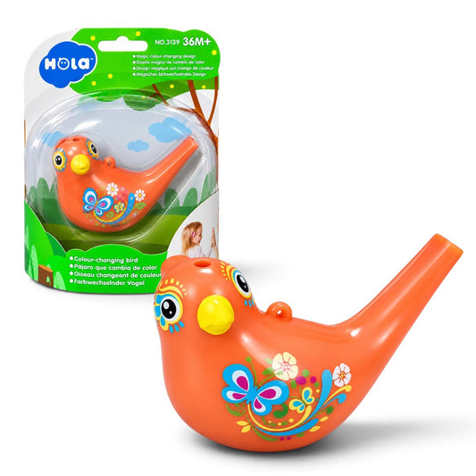 Hola Magic Colour-Changing Bird Whistle Toy Coral | Water Songbird Sound Whistle with Lanyard Loop for Kids (36M+)
