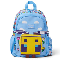 Smiggle x Minecraft Junior Character Backpack (Blue) | 14-Inch Kids School Bag with 3D Pixelated Bee Pocket & Minecraft Graphics