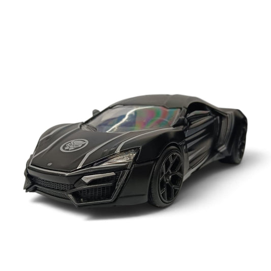 (Damaged Box) Jada 1:24 Scale Fast & Furious Lykan Hypersport Diecast Model Car | Black Collectible Movie Car with Opening Doors