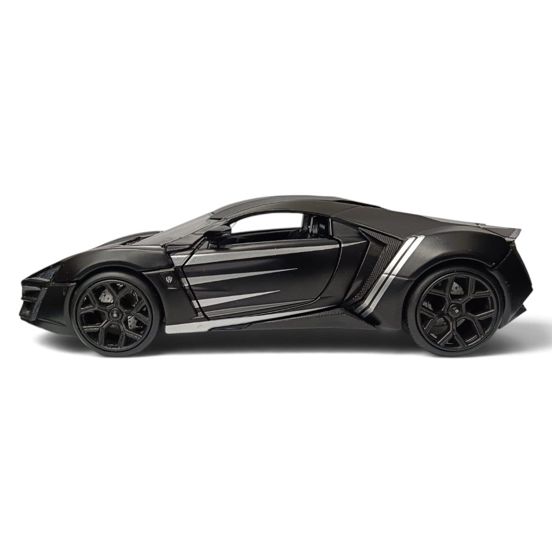 (Damaged Box) Jada 1:24 Scale Fast & Furious Lykan Hypersport Diecast Model Car | Black Collectible Movie Car with Opening Doors