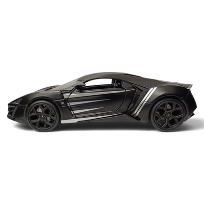 (Damaged Box) Jada 1:24 Scale Fast & Furious Lykan Hypersport Diecast Model Car | Black Collectible Movie Car with Opening Doors