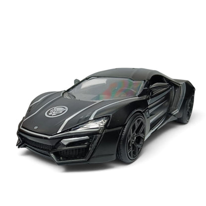 (Damaged Box) Jada 1:24 Scale Fast & Furious Lykan Hypersport Diecast Model Car | Black Collectible Movie Car with Opening Doors