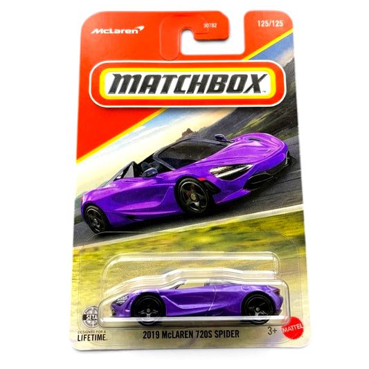 Matchbox 1:64 Scale 2019 McLaren 720S Spider Purple Die-Cast Model Car #125/125 | Collectible Toy Car