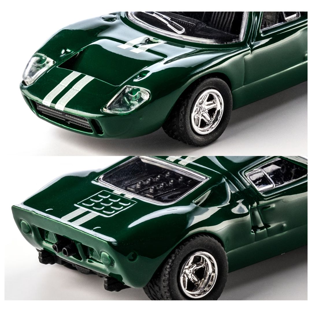 Majorette 1:64 Scale 1966 Ford GT40 MK1 Green Collector’s Edition Die-Cast Model Car | Metal Chassis, Rubber Tyres & Premium Display Show Case Collection