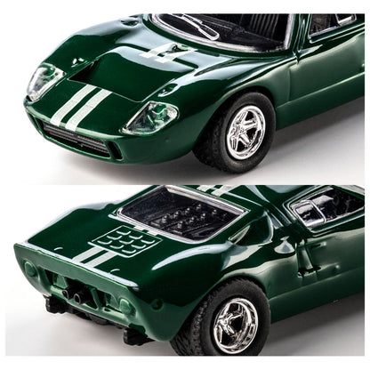 Majorette 1:64 Scale 1966 Ford GT40 MK1 Green Collector’s Edition Die-Cast Model Car | Metal Chassis, Rubber Tyres & Premium Display Show Case Collection