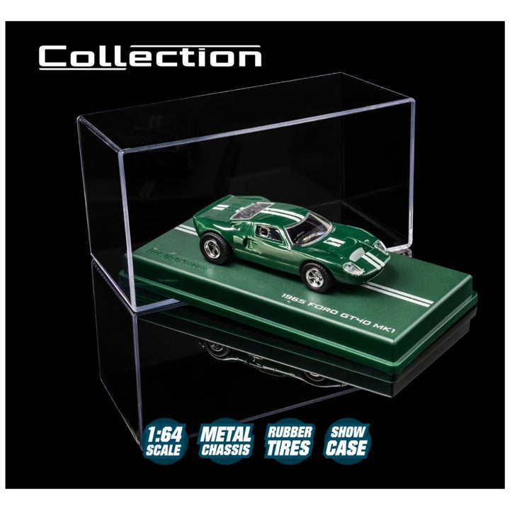 Majorette 1:64 Scale 1966 Ford GT40 MK1 Green Collector’s Edition Die-Cast Model Car | Metal Chassis, Rubber Tyres & Premium Display Show Case Collection
