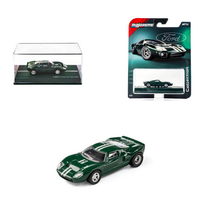 Majorette 1:64 Scale 1966 Ford GT40 MK1 Green Collector’s Edition Die-Cast Model Car | Metal Chassis, Rubber Tyres & Premium Display Show Case Collection