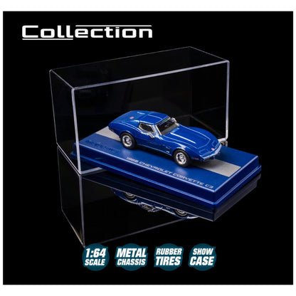 Majorette 1:64 Scale 1976 Chevrolet Corvette C3 Blue Collector’s Edition Die-Cast Model Car | Metal Chassis, Rubber Tyres & Premium Display Show Case Collection