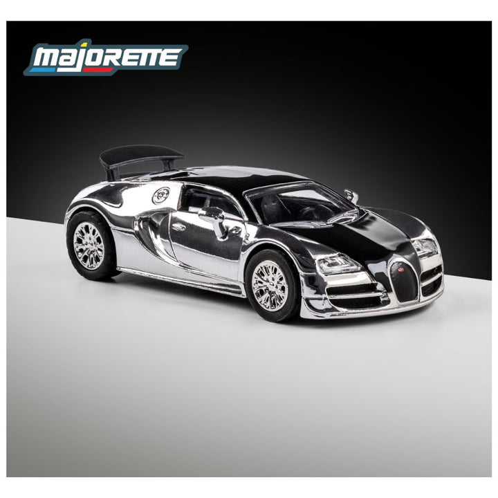 Majorette 1:64 Scale 2005 Bugatti Veyron 16.4 Super Sport Silver Chrome Collector’s Edition Die-Cast Model Car | Metal Chassis, Rubber Tyres & Premium Display Show Case Collection