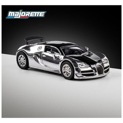 Majorette 1:64 Scale 2005 Bugatti Veyron 16.4 Super Sport Silver Chrome Collector’s Edition Die-Cast Model Car | Metal Chassis, Rubber Tyres & Premium Display Show Case Collection