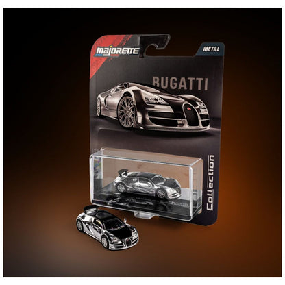 Majorette 1:64 Scale 2005 Bugatti Veyron 16.4 Super Sport Silver Chrome Collector’s Edition Die-Cast Model Car | Metal Chassis, Rubber Tyres & Premium Display Show Case Collection