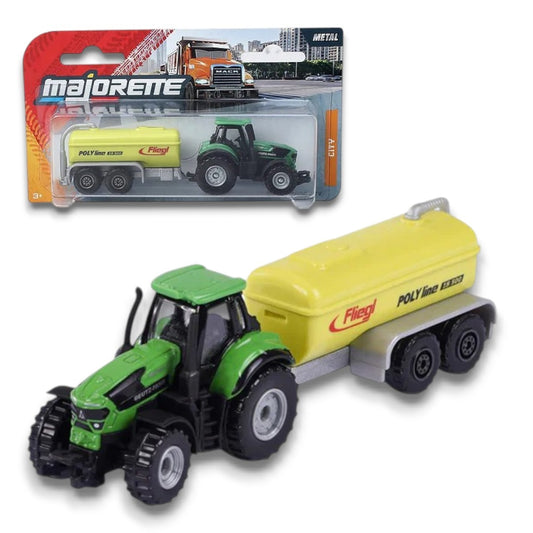 Majorette 1:64 Deutz-Fahr 9340 TTV Tractor with Fliegl Polyline Tanker Trailer – Die-Cast Farm Vehicle Toy
