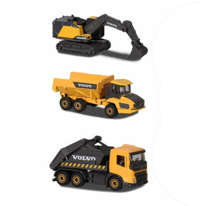 Majorette Volvo Construction Vehicles Set – (Hauler,Truck Skip & Excavator) 3 Piece Die-Cast Construction Set (3+)