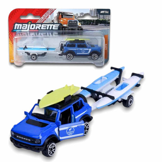 Majorette 1:64 Ford Bronco with Boat & Trailer – Die-Cast Off-Road Adventure Vehicle Set