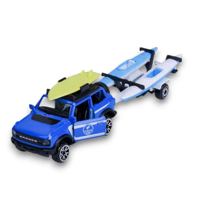Majorette 1:64 Ford Bronco with Boat & Trailer – Die-Cast Off-Road Adventure Vehicle Set