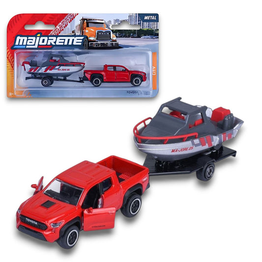 Majorette 1:64 Toyota Tacoma TRD Pro with Speed Boat & Trailer – Die-Cast Adventure Vehicle Set