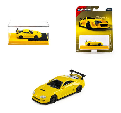 Majorette 1:64 Scale 1995 Toyota Supra MK4 Yellow Collector’s Edition Die-Cast Model Car | Metal Chassis, Rubber Tyres & Premium Display Show Case Collection