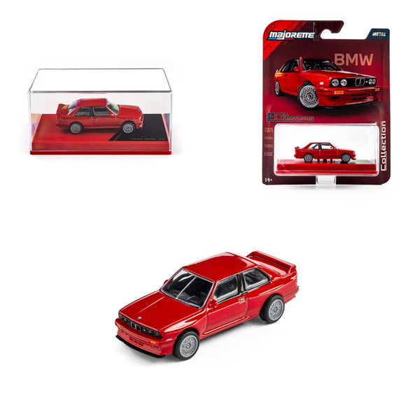 Majorette 1:64 Scale BMW M3 E30 Red 40th Anniversary Collector’s Edition Die-Cast Model Car | Metal Chassis, Rubber Tyres & Premium Display Show Case Collection